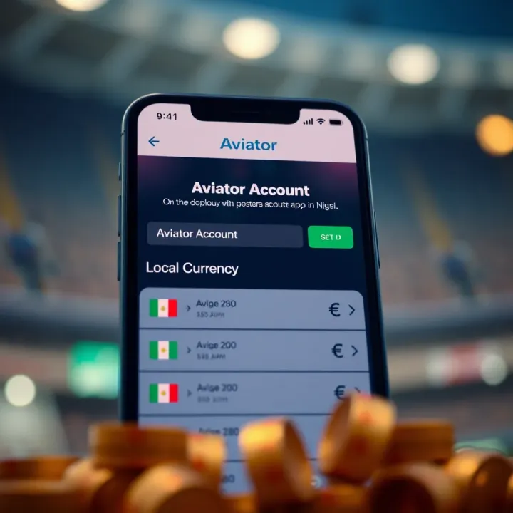 User interface of Aviator app showing account setup screen with Nigerian currency symbols
