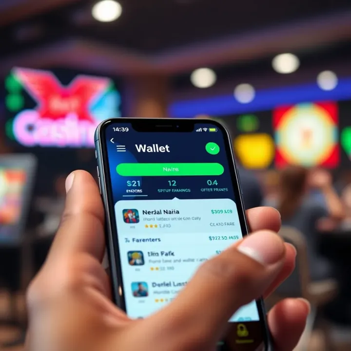 Digital wallet app showing seamless Naira transactions for deposits and withdrawals in mobile casino gaming