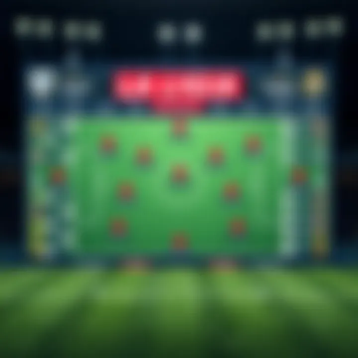 Football tactics board with strategic formations and player positions highlighted