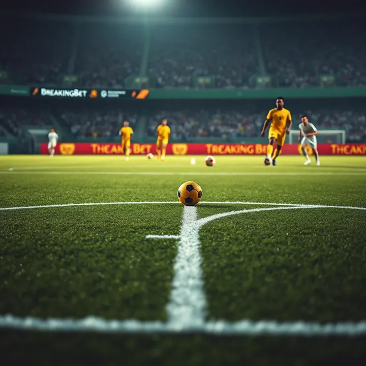 Tactical Analysis for AFCON Matches A football pitch with tactical markings highlighting key player positions and strategy
