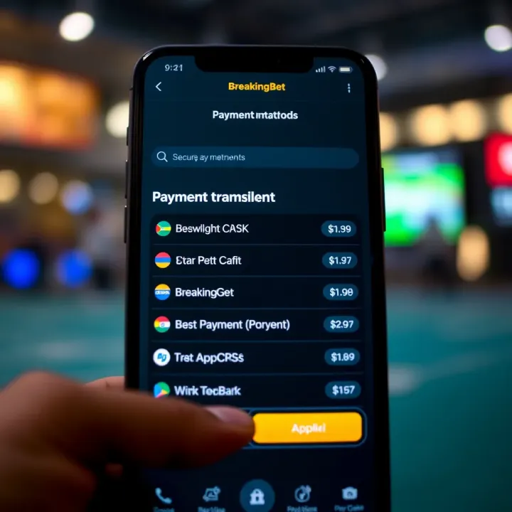 Secure payment transaction screen highlighting methods available in the BreakingBet app for Nigerian users
