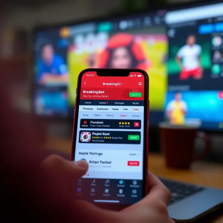 Mobile phone displaying the BreakingBet app interface with betting options