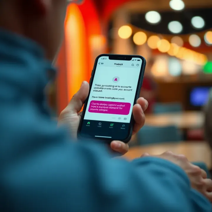 Customer support chat window open on a smartphone for account deletion assistance