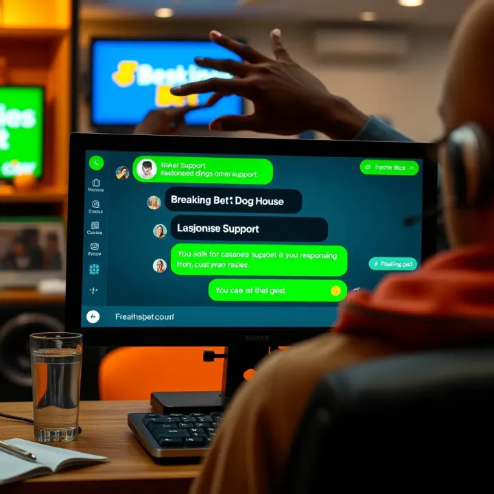 BreakingBet Dog House Customer Support Interaction Customer support chat window displaying responsive service on BreakingBet Dog House