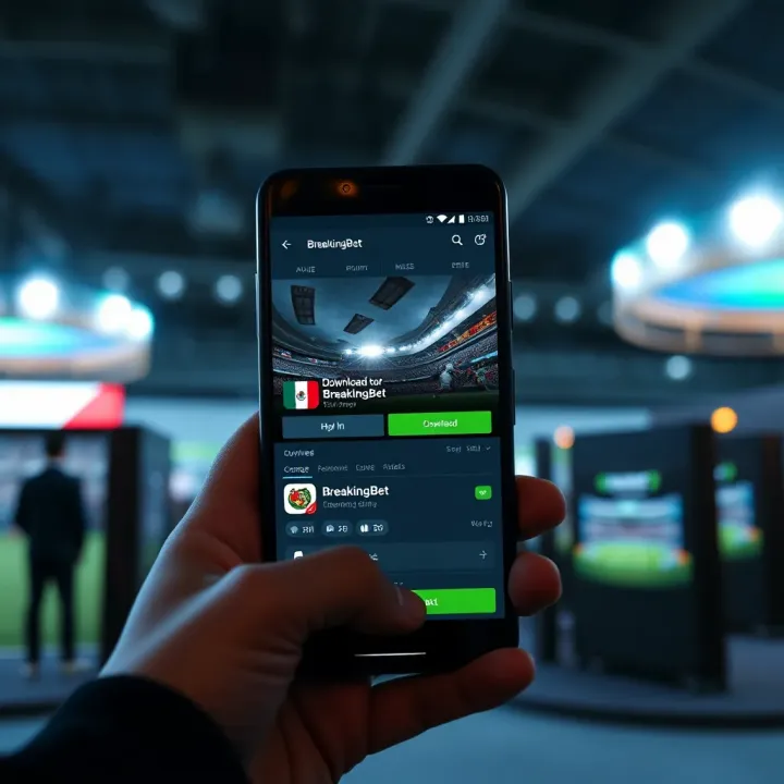 Smartphone screen displaying BreakingBet app download page on Android device