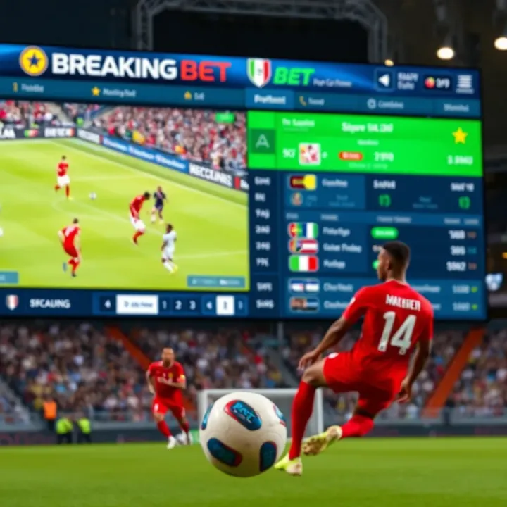 Dynamic display of football match streaming with in-play betting options on BreakingBet platform tailored for Cameroon market