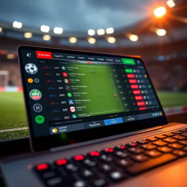 Detailed view of a football pitch with dynamic betting odds displayed, highlighting the excitement of wagering on the Europa Conference League