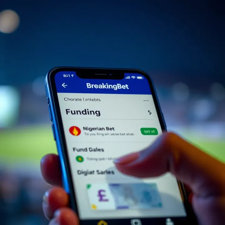 Mobile device showing funding options with Nigerian Naira currency symbol and betting interface