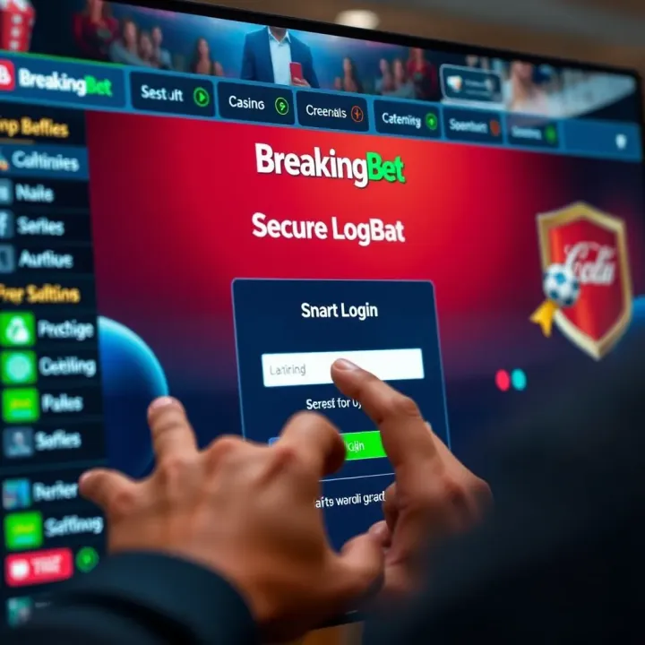 User entering credentials on BreakingBet login screen with secure interface elements