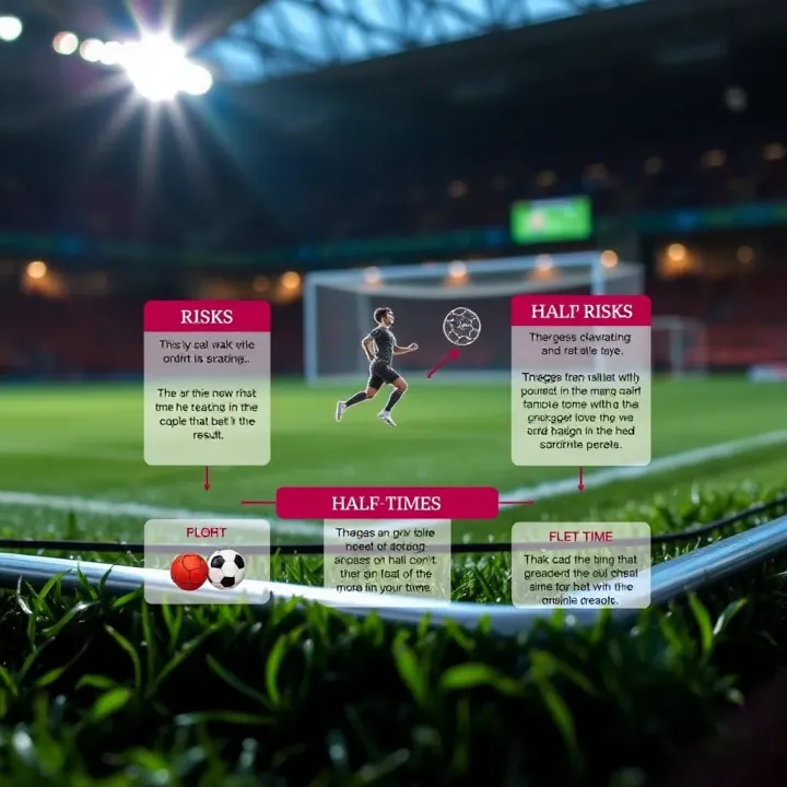 Graphic depicting strategies and tips for managing risks while betting on half-time and full-time football results