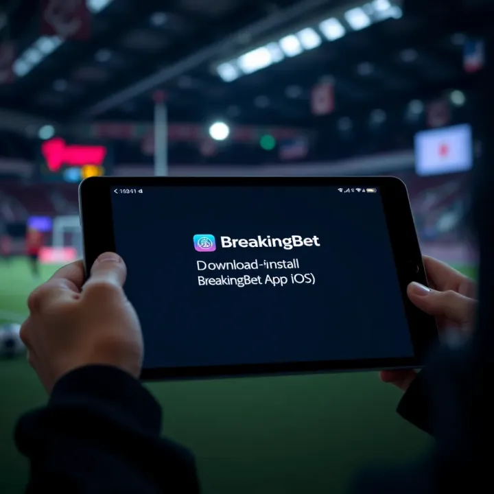 Tablet showing BreakingBet app installation confirmation on iOS platform