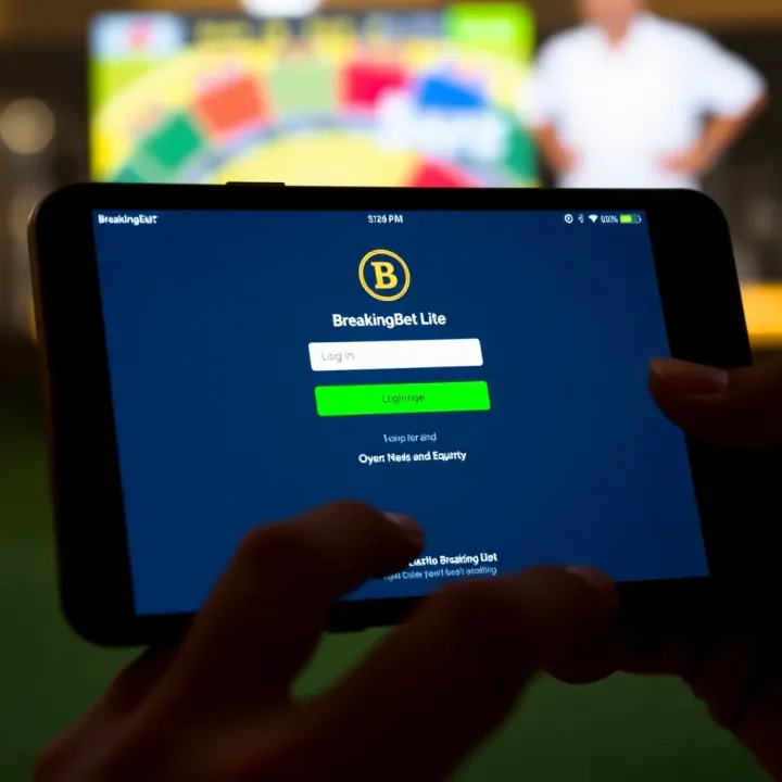 User interface showing the BreakingBet Lite login screen on a mobile device