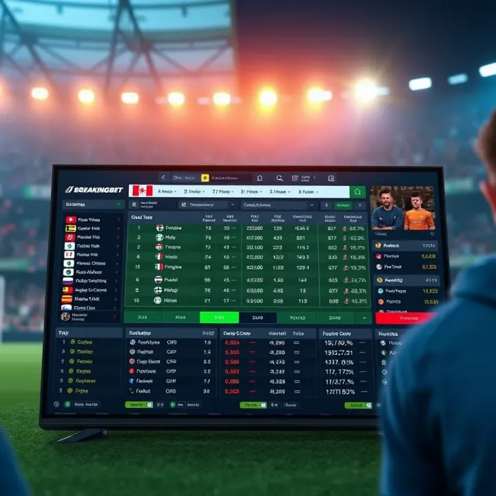Live football match streaming interface with dynamic stats and betting odds