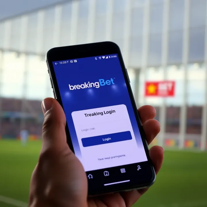BreakingBet app interface displaying login screen on a smartphone