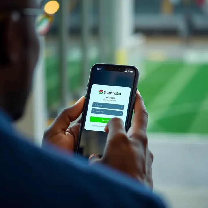 Accessing BreakingBet on Mobile Devices in Nigeria User logging into BreakingBet platform on a smartphone in Nigeria