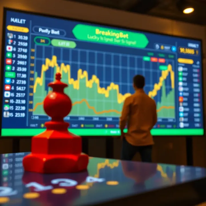 Graph showing trend lines of betting signals on a digital screen