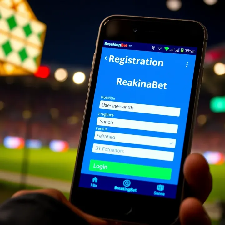 Screenshot displaying the BreakingBet mobile registration screen showing fields for user details