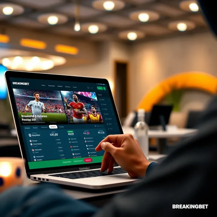 User navigating a sleek betting platform interface on a laptop
