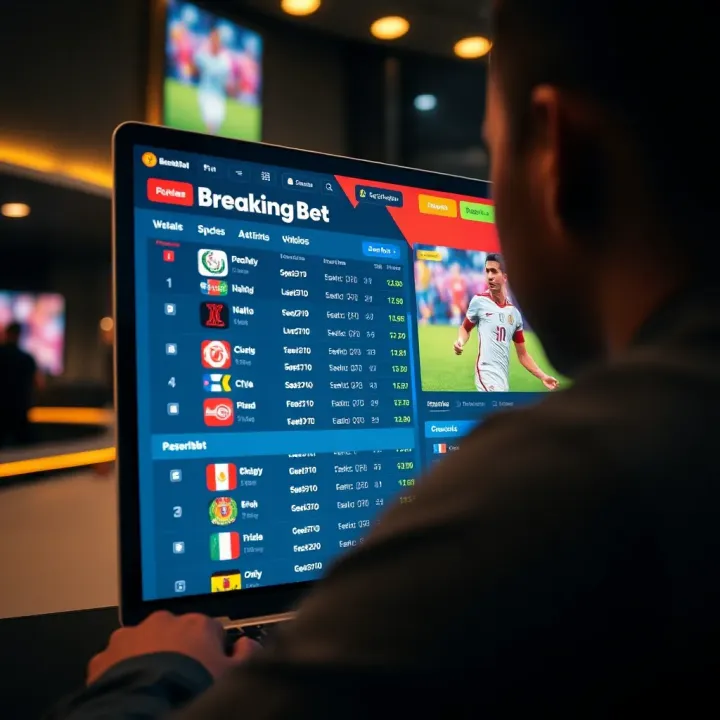 Screenshot of BreakingBet platform interface showing sports betting options and live odds