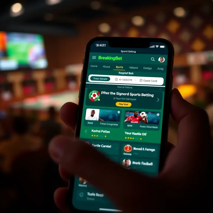 Interface of BreakingBet Lite version showing sports betting options on a mobile device