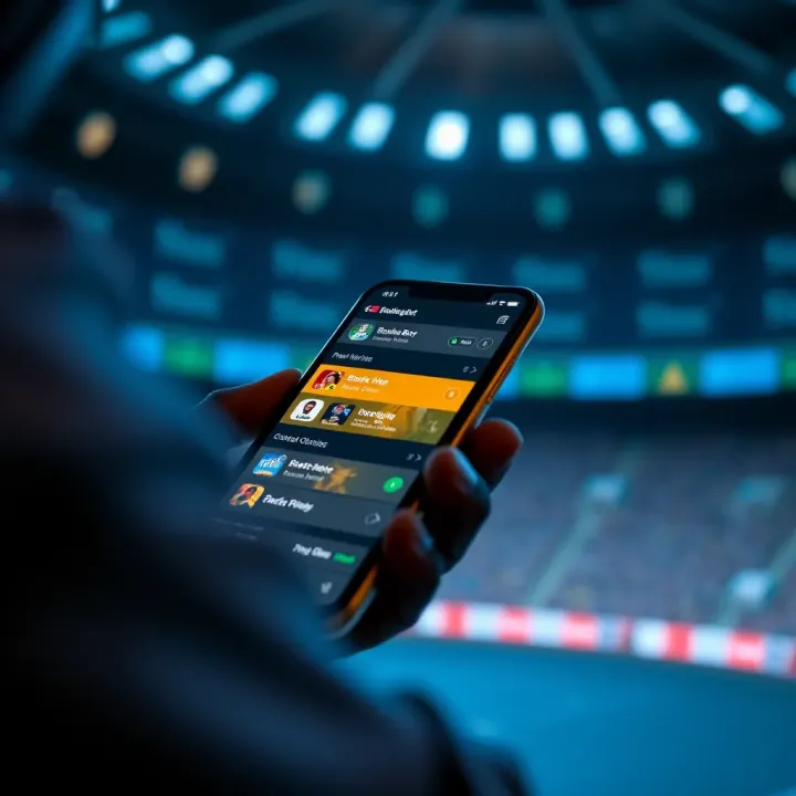 Mobile device showing navigation menu and betting options on BreakingBet Old Mobile Lite app