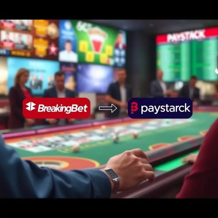 Graphic illustrating the connection between BreakingBet account and Paystack platform for seamless fund transfer