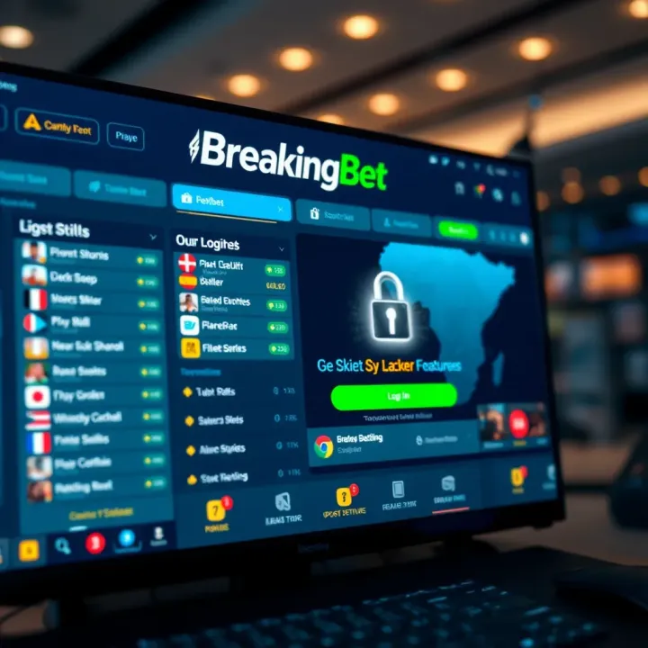 User interface of BreakingBet platform showing betting options and secure login features