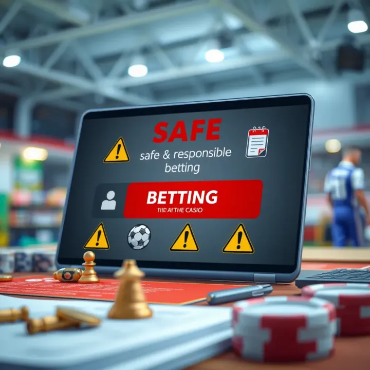 Conceptual illustration of safe and responsible betting with warning icons and tips