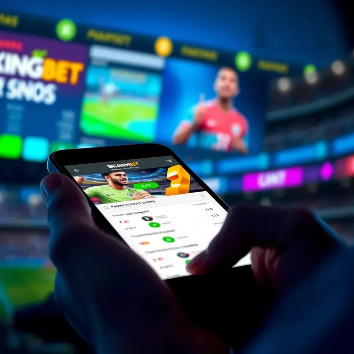 Illustration of a mobile device displaying the BreakingBet website with highlighted promo code section
