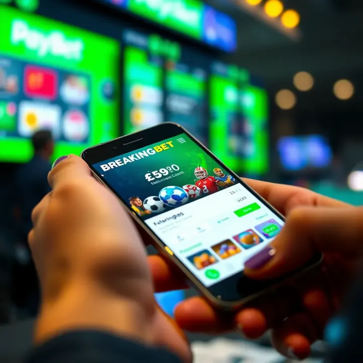 Smartphone screen displaying BreakingBet referral code interface with sports icons