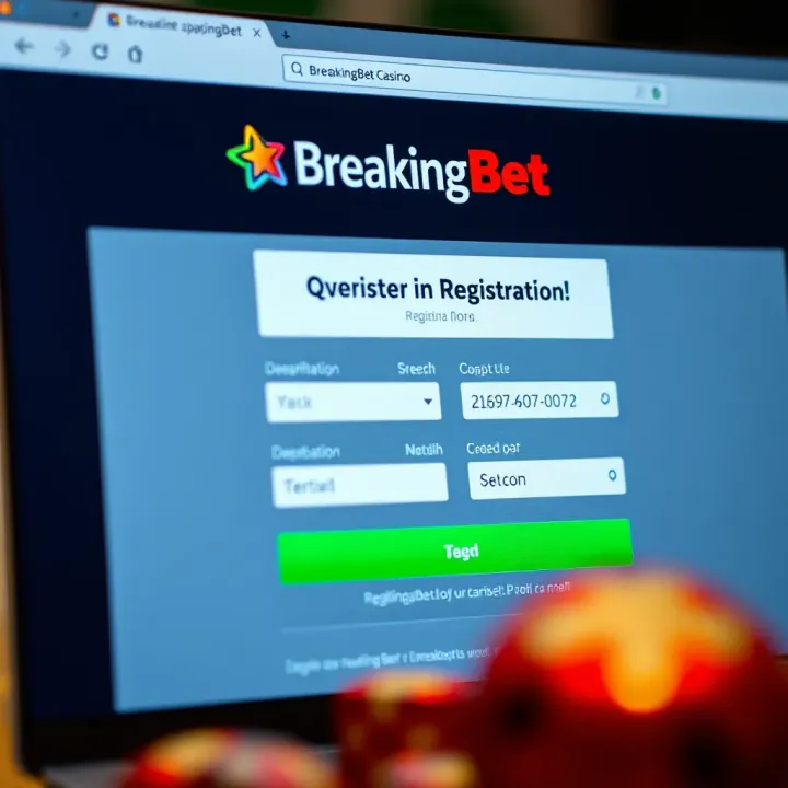 Screenshot of BreakingBet registration webpage showing input fields for user information