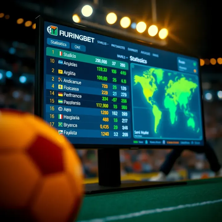 Analysis of football statistics displayed on a digital screen