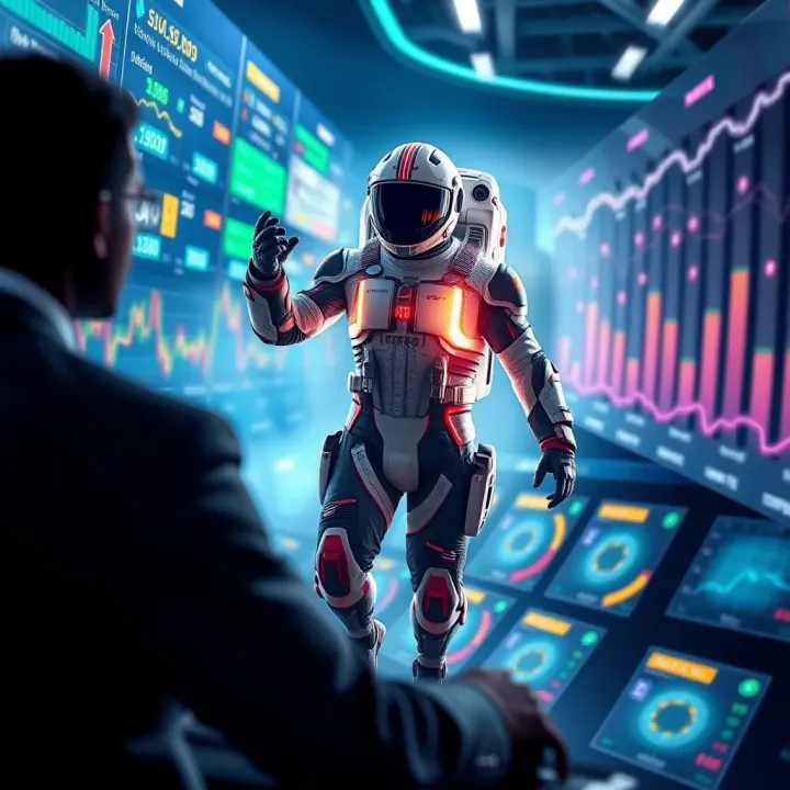 Illustration showing the concept of BreakingBet Spaceman in sports betting with dynamic charts and futuristic graphics