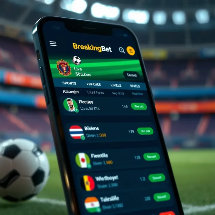 Mobile interface showing live sports betting options with real-time odds and upcoming matches