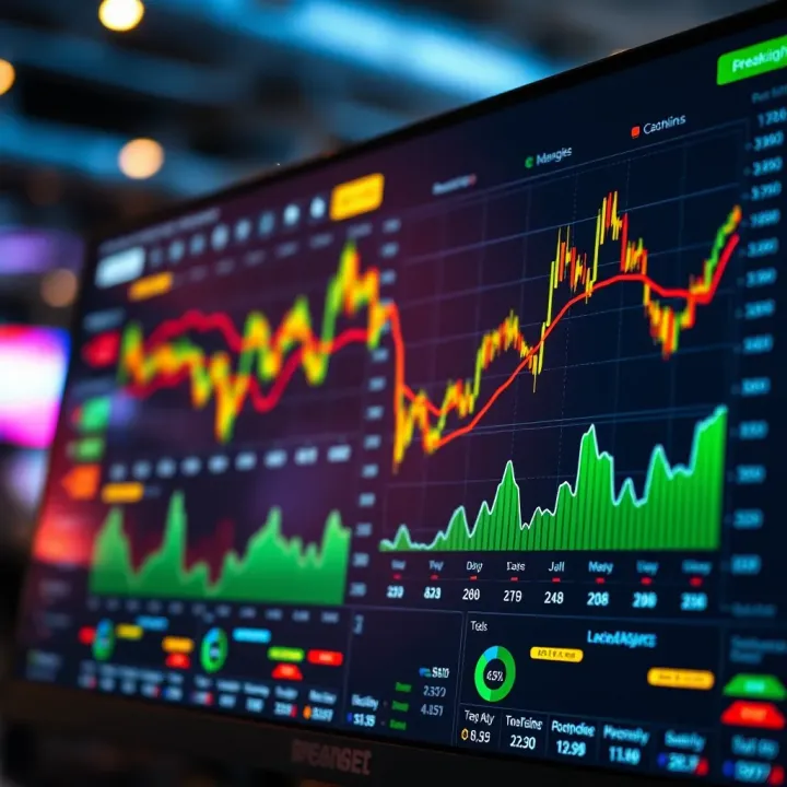 Dynamic visualization of sports betting trends and market performance on a digital dashboard