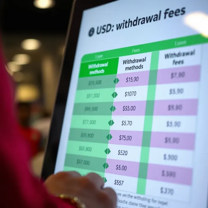 Comparison chart displaying different withdrawal methods and associated fees on BreakingBet platform