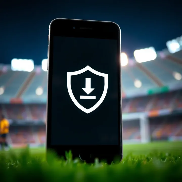 Illustration of smartphone with secure installation shield and download icon