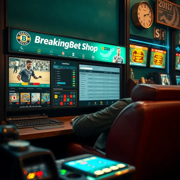 Vintage sports betting interface displaying old BreakingBet Shop platform features