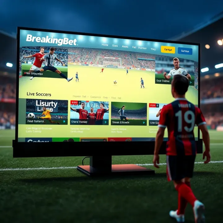 BreakingBet Streaming Platform Interface with Live Soccer Options User-friendly BreakingBet interface displaying live soccer match options with safe navigation features