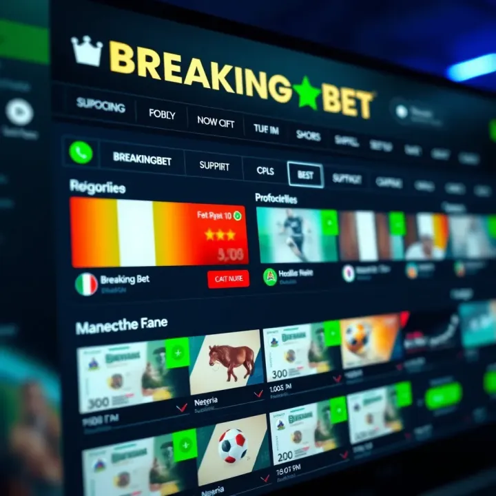 BreakingBet platform interface displaying various sports betting options with Nigerian currency