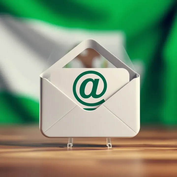 Contacting BreakingBet Customer Support via Email in Nigeria Email icon with Nigerian flag background symbolizing customer support for Nigerian users