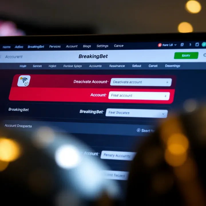 Screenshot of BreakingBet account settings page showing the deactivate account option