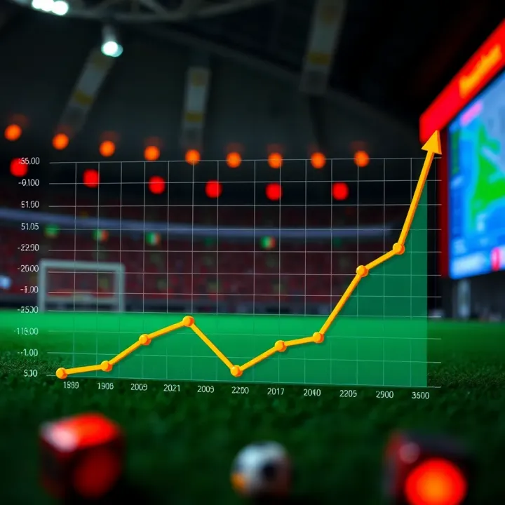 Growth Trend of Sports Betting Market in Nigeria Graph showing the growth trend of sports betting market in Nigeria with currency symbols