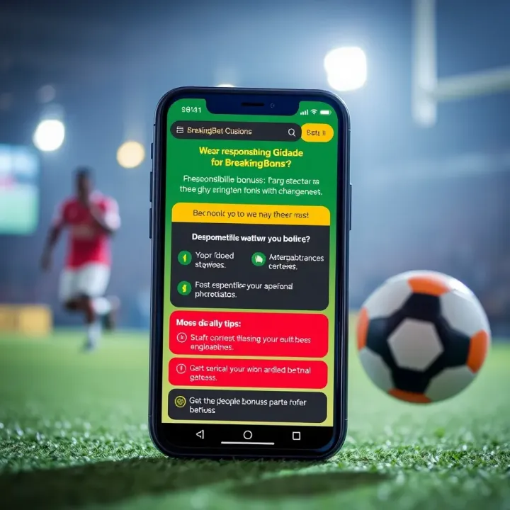 Illustration of a mobile phone showing responsible betting tips alongside the BreakingBet bonus offer