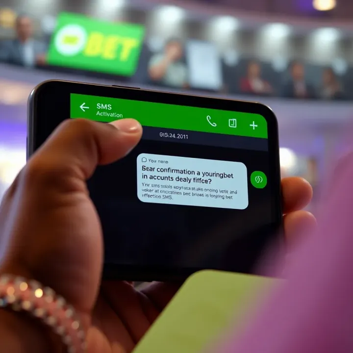 Illustration of mobile device receiving SMS confirmation for online sports betting sign-up