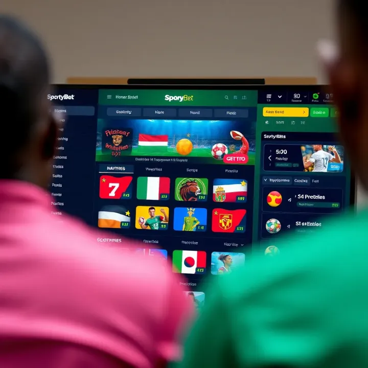 Illustration of digital sports betting platform showcasing various sports icons and betting options