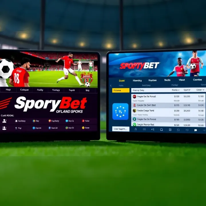 Comparison of user interfaces of two leading Nigerian sports betting platforms showcasing different betting options