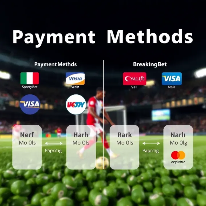 Graphic illustrating various payment methods accepted by popular Nigerian betting sites including mobile wallets and bank transfers