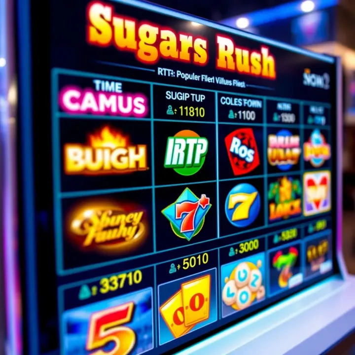 Graphic comparing the RTP values of Sugar Rush with other popular slot games on a digital chart