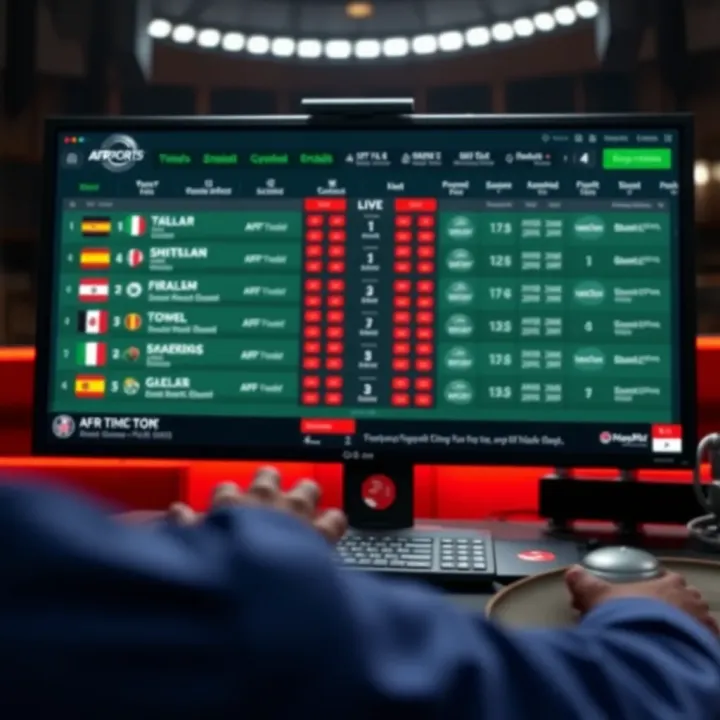 Screenshot of AFR Sports online platform showing live football betting options and odds